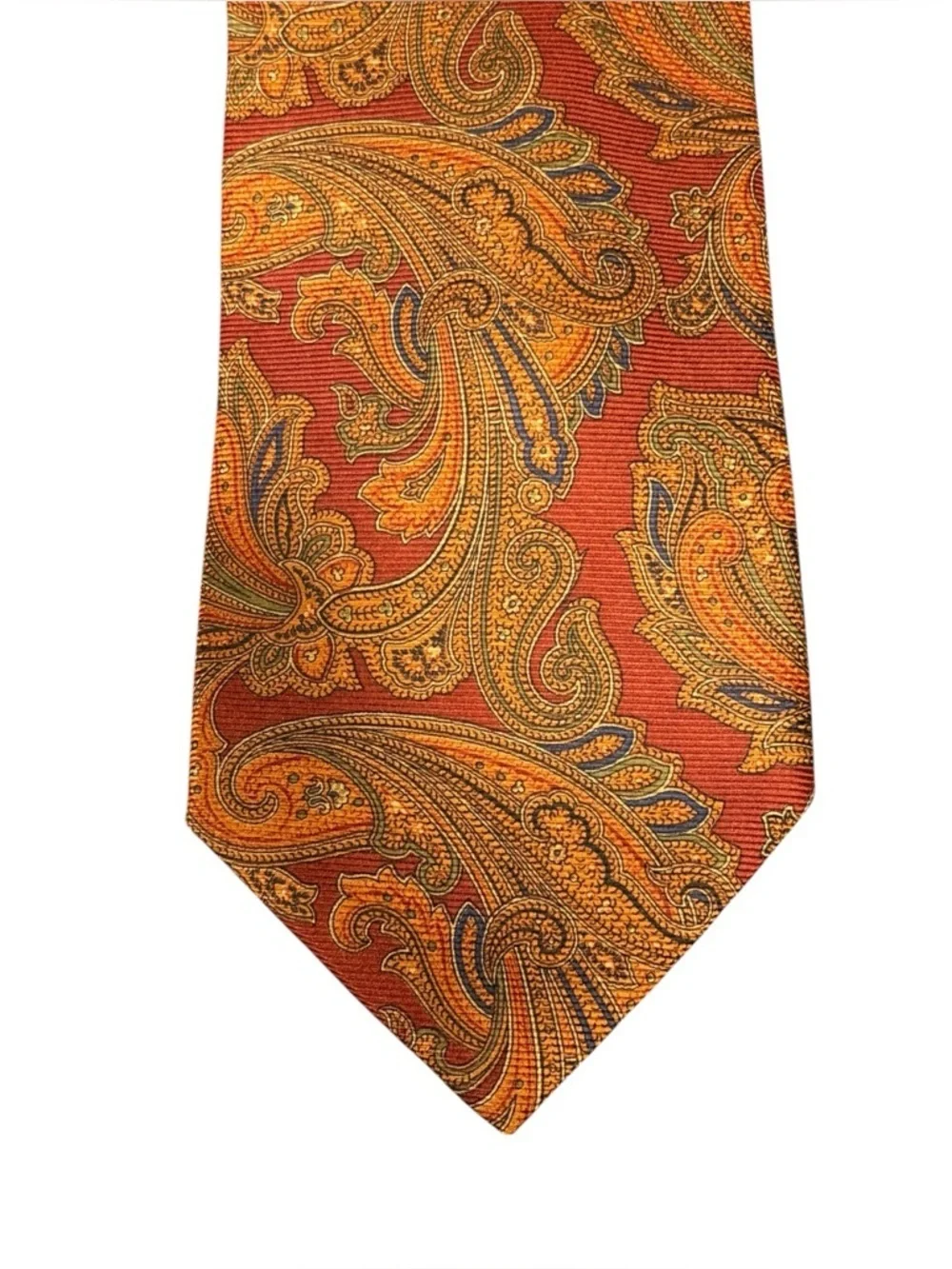 Brooks Brothers Makers Vintage Silk Tie Burgundy Gold Oversized Paisley Italy